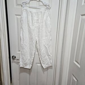 Quince White Linen Pants Size L Cropped Relaxed Summer Minimalist